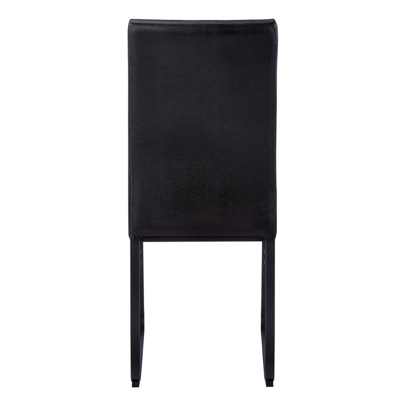 Monarch Specialties I 1106 Dining Chair, Set Of 2, Side, Upholstered, Kitchen, Dining Room, Pu Leather Look, Metal, Black, Contemporary, Modern