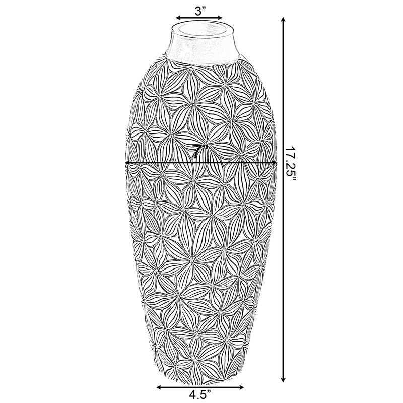 Timeless Flower-Inspired Ceramic Vase - Unique White 7-Inch-Dia Round Table Decor for Entryway, Dining Room, Living Room - Classic White Pottery - Elegant Home Accent with Chic Floral Touch