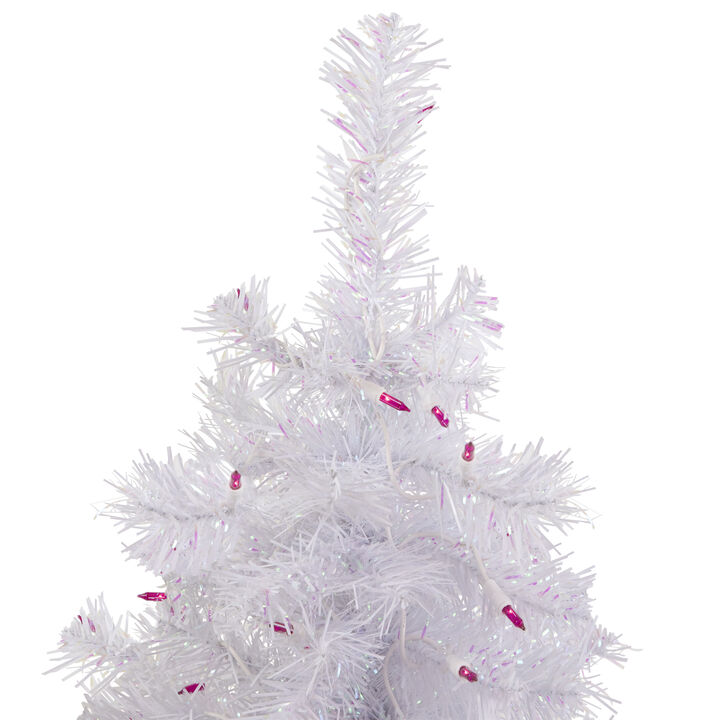2' Pre-lit Rockport White Pine Artificial Christmas Tree  Pink Lights
