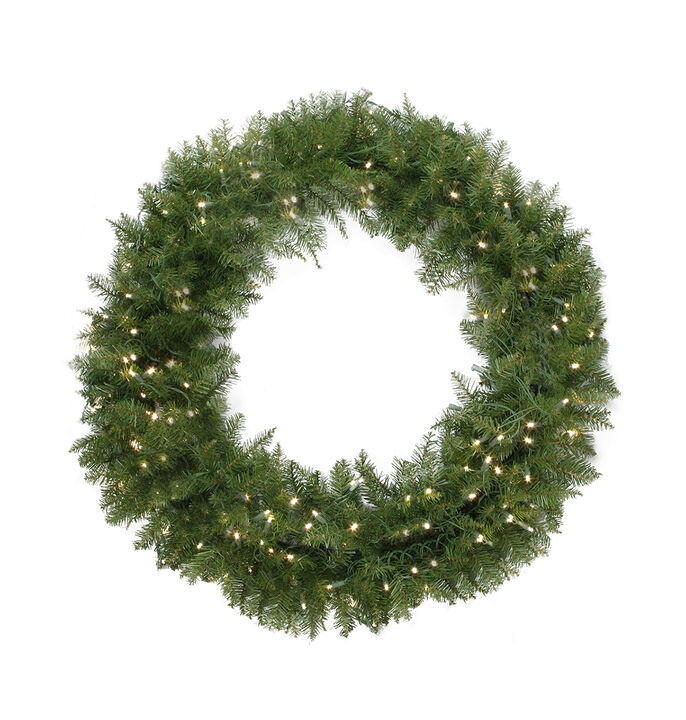 Pre-Lit LED Rockwood Pine Artificial Christmas Wreath  24-Inch  Warm White Lights