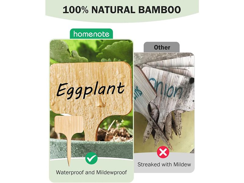 Homenote Bamboo Plant Labels 100Pcs Plant Tags for Seedlings