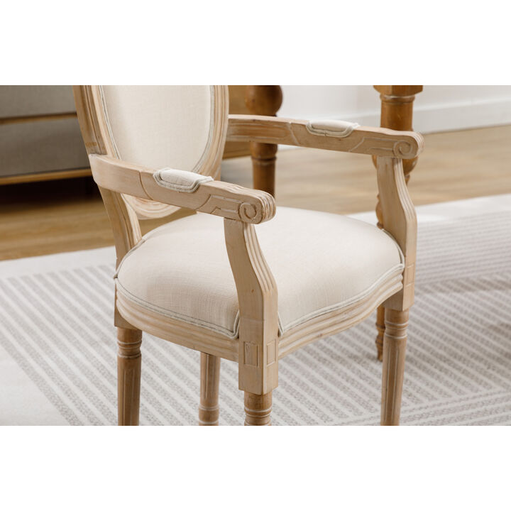 French Style Solid Wood Dining Chair, Set Of 2, Cream
