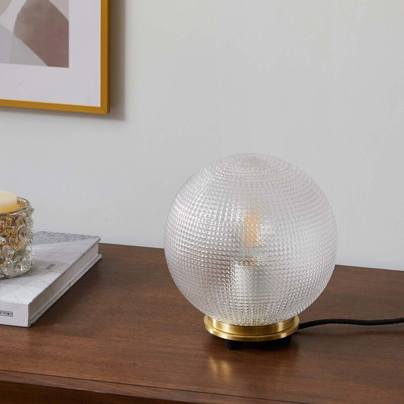 Modway Destiny 1-Light Modern Glass Table Lamp in Satin Brass