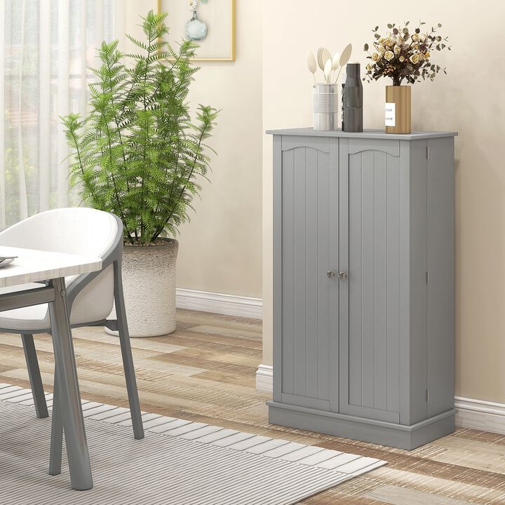 41" Gray Kitchen Pantry: 2-Door, 5-Tier, 12 Spice Racks