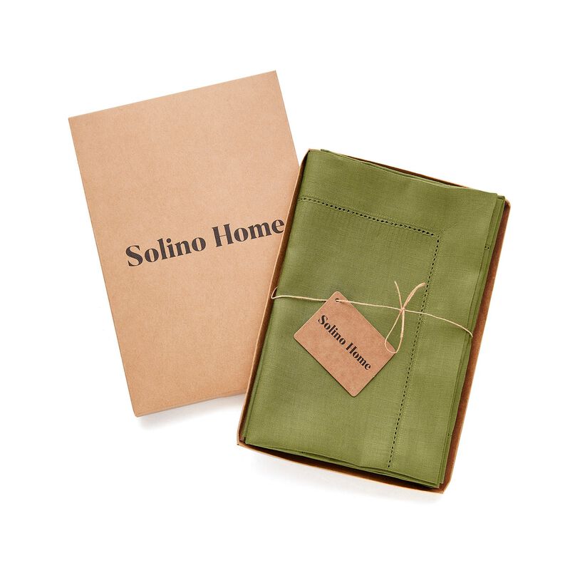 Solino Home 100% Pure Linen Dinner Napkins 20 x 20 Inch Set of 4 | Classic Hemstitch