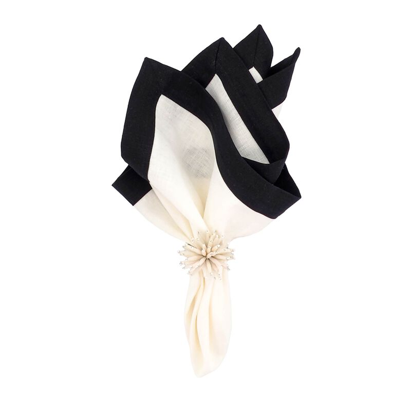Linen Napkins With Black Borders, Set of 4