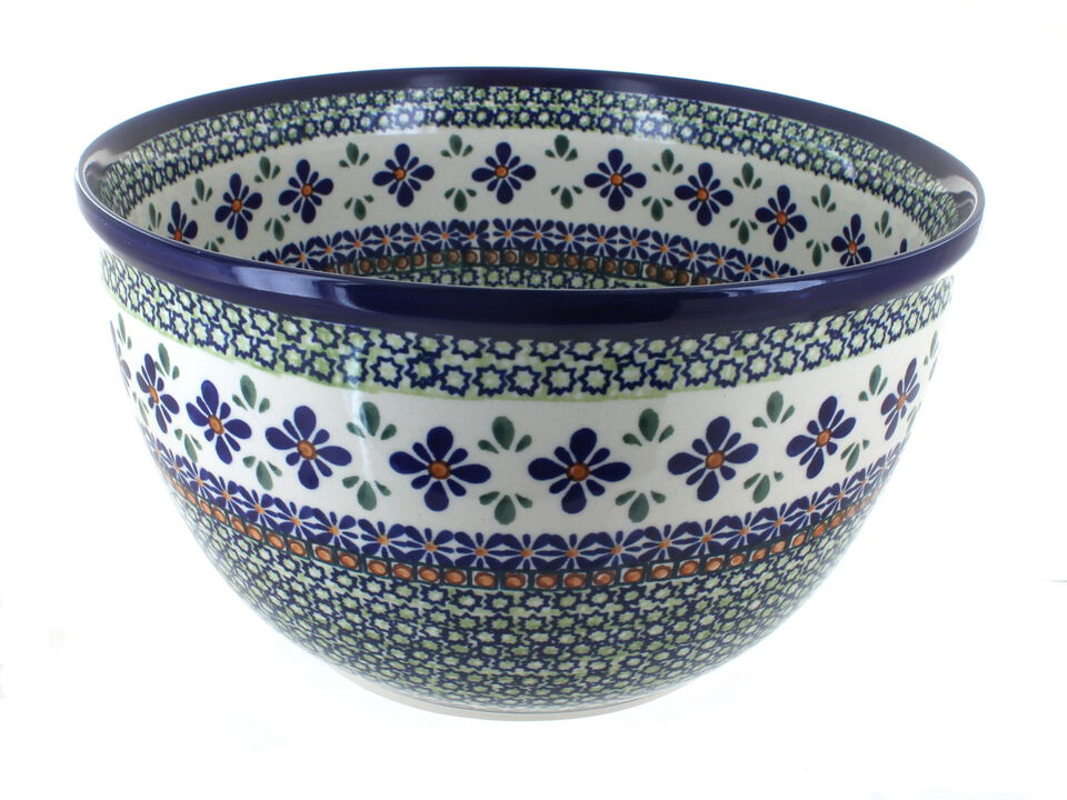 Blue Rose Polish Pottery Jungle Flower Large Mixing Bowl