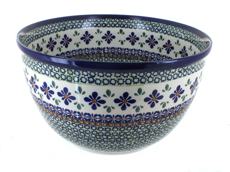 Blue Rose Polish Pottery Jungle Flower Large Mixing Bowl