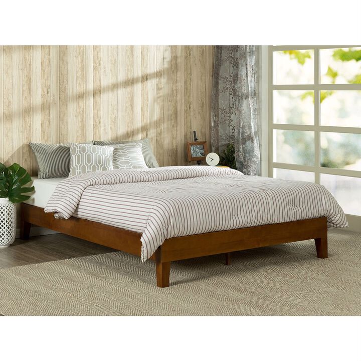 Low Profile Wooden Platform Bed Frame with Slats for Modern Bedrooms