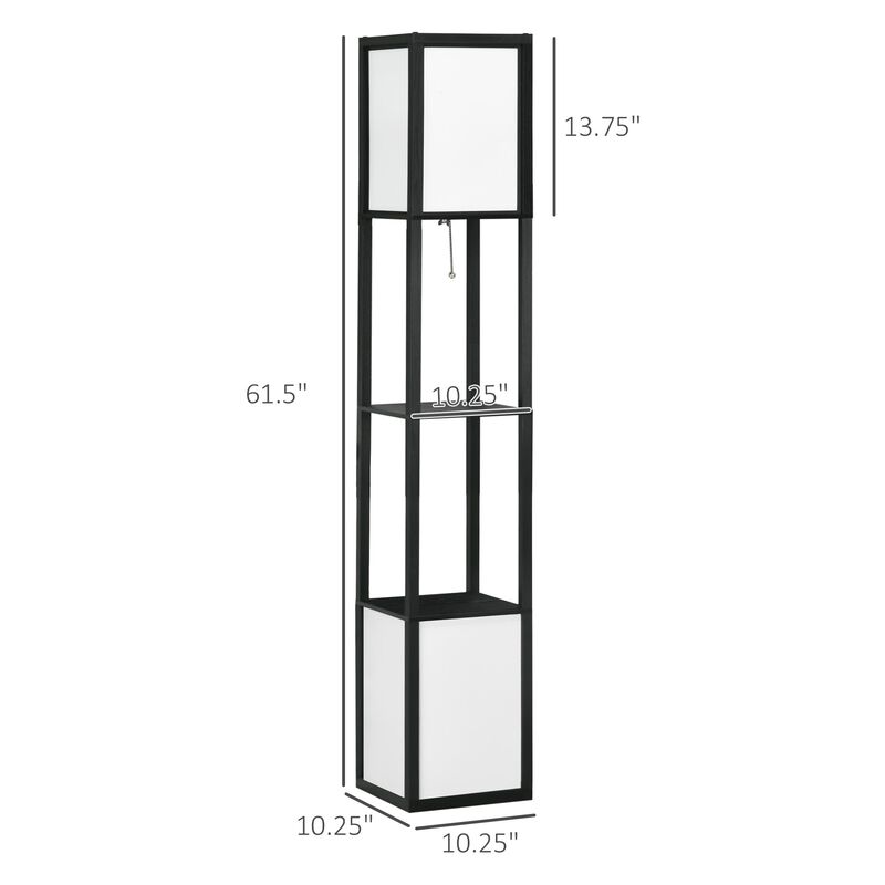 Black Living Room Light: Standing Lamp with 2 Lights & Shelves