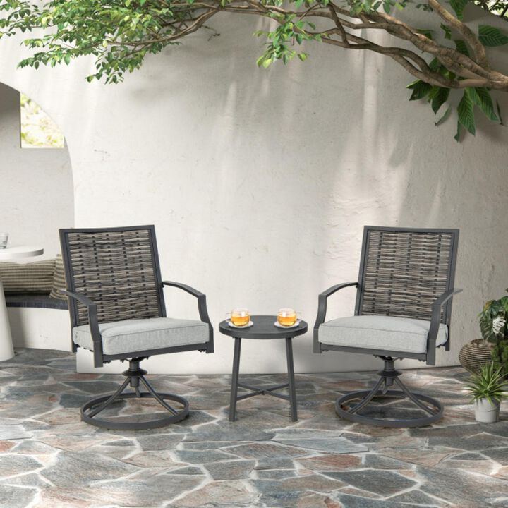 Hivvago 3 Piece Patio Swivel Chair Set with Soft Seat Cushions for Backyard