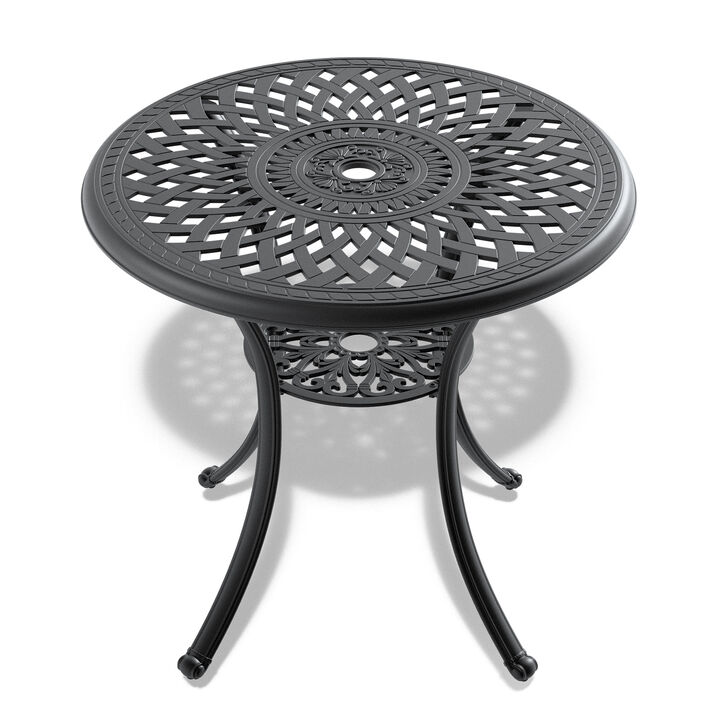 Black Aluminum 4-Seat Patio Bistro Set with Table and Cushions
