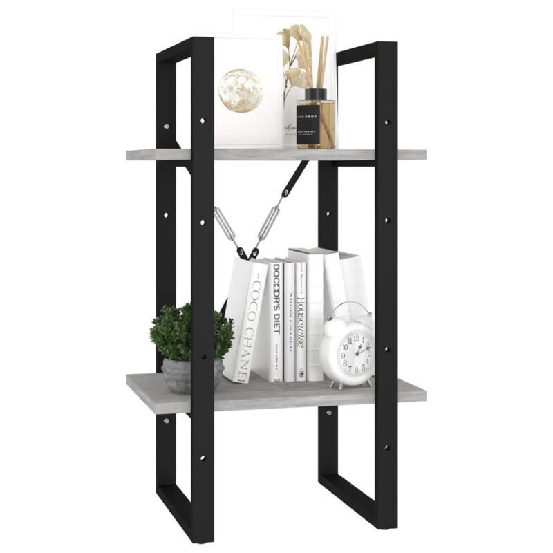 vidaXL 2-Tier Book Cabinet Concrete Gray 15.7"x11.8"x27.6" Chipboard