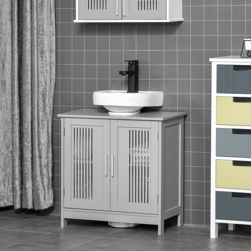 Grey Bathroom Storage: Modern Under Sink Cabinet with 2 Doors