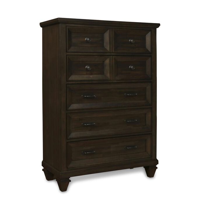 New Classic Furniture Furniture Sevilla Solid Wood 5-Drawer Chest in Walnut