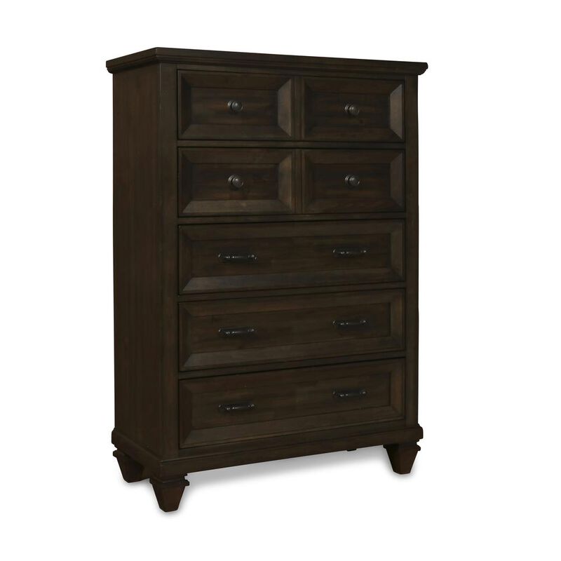 New Classic Furniture Furniture Sevilla Solid Wood 5-Drawer Chest in Walnut