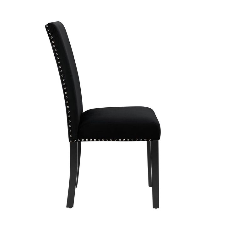 New Classic Furniture Furniture 37.75 Velvet & Wood Dining Chair in Black (Set of 2)