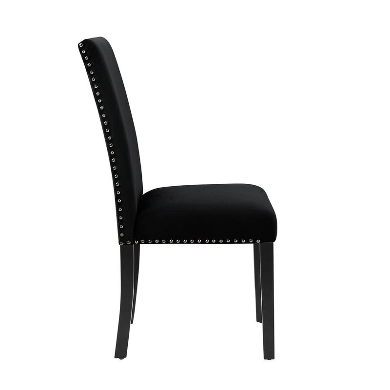 New Classic Furniture Furniture 37.75 Velvet & Wood Dining Chair in Black (Set of 2)