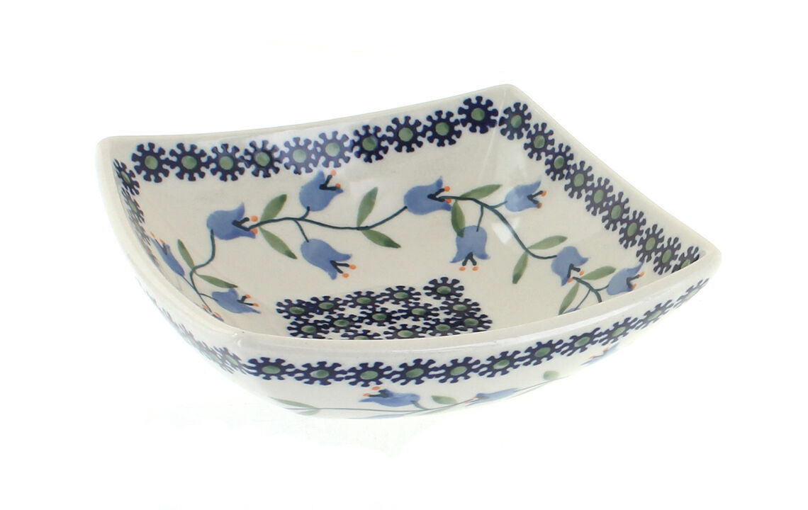 Blue Rose Polish Pottery Blue Butterfly Small Square Bowl