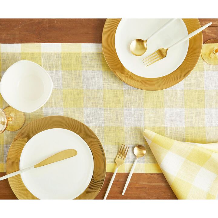 Solino Home 100% Pure Linen Table Runner | Buffalo Check