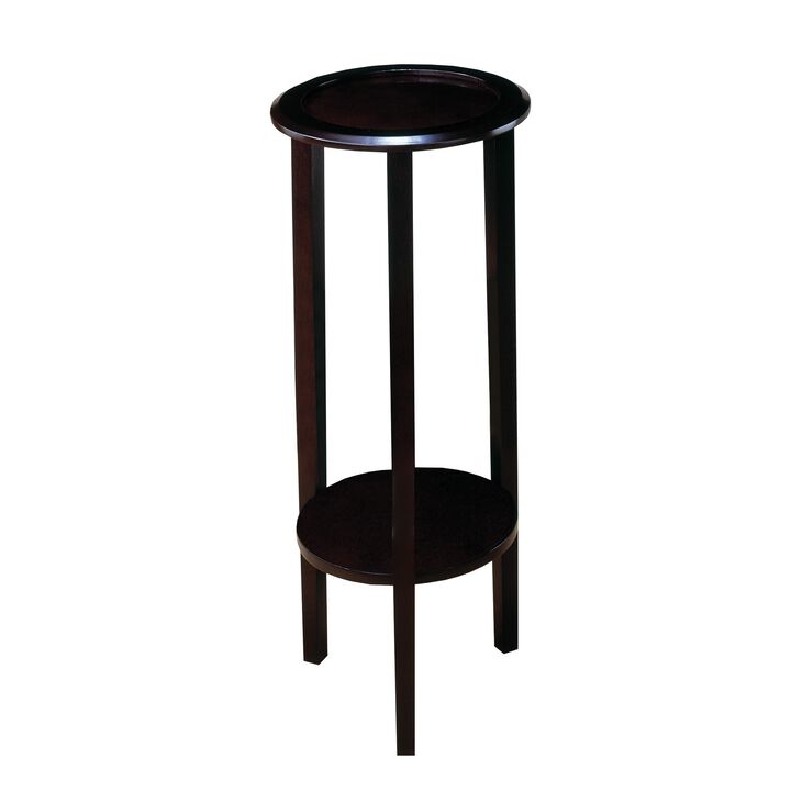 Elegant Plant Stand With Round Top, Brown-Benzara