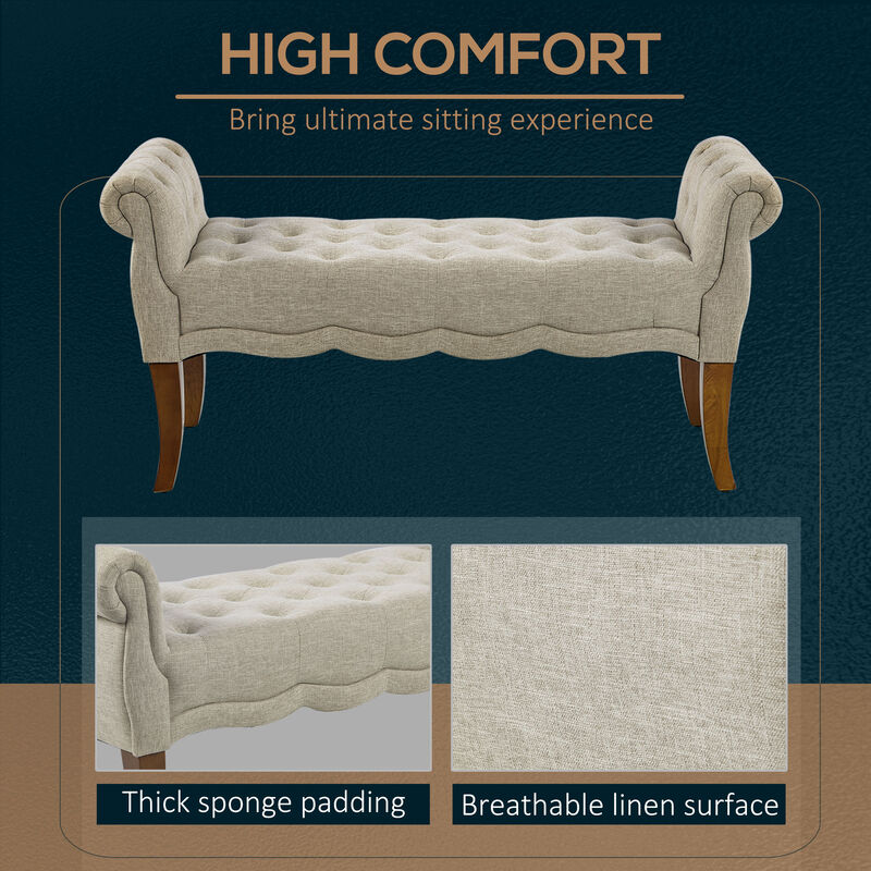 Multipurpose Button Tuft Fabric Design Sitting Lounger for Hallway or Bedroom