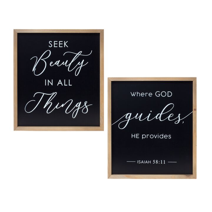 Beauty and God Plaques Set of 2 – MDF and Wood Wall Art for Christian, Inspirational, and Motivational Spaces