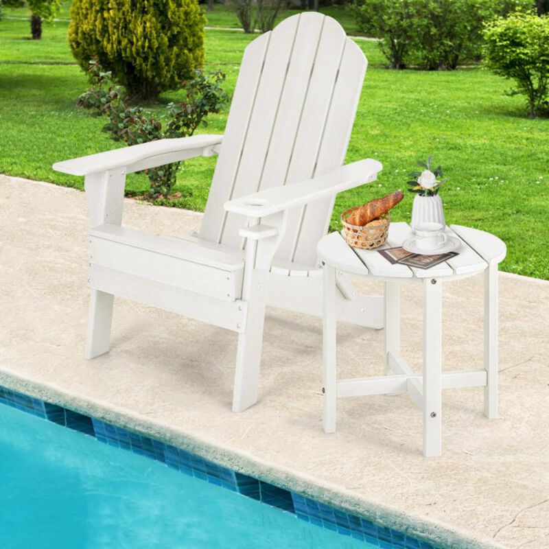 Set of 2 Round Weather-Resistant Adirondack Side Tables for Outdoor Patio or Garden
