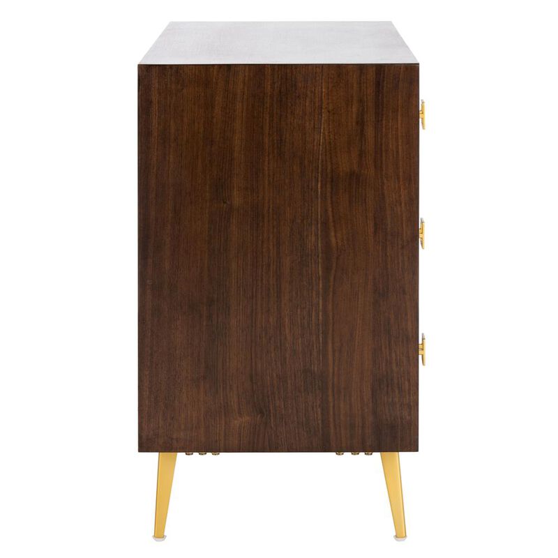 Safavieh Katia 3 Drawer Chest, Walnut/Gold