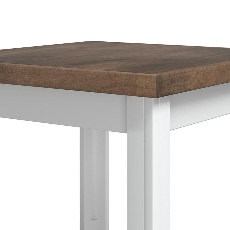Bridgevine Home White Wash and Brown Finish Solid Wood Side Table