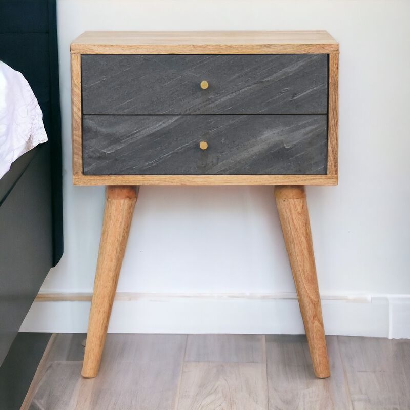 Artisan Furniture Slade 2 Drawer Oak-ish Solid Wood Nightstand