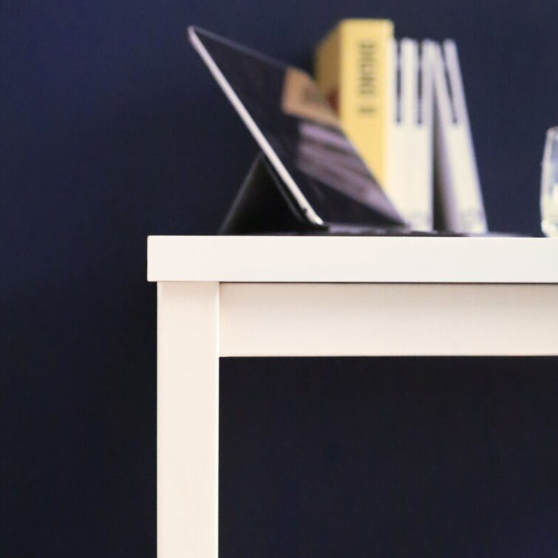 FC Design Klair Living Contemporary Wood and Metal Computer Desk in Ivory