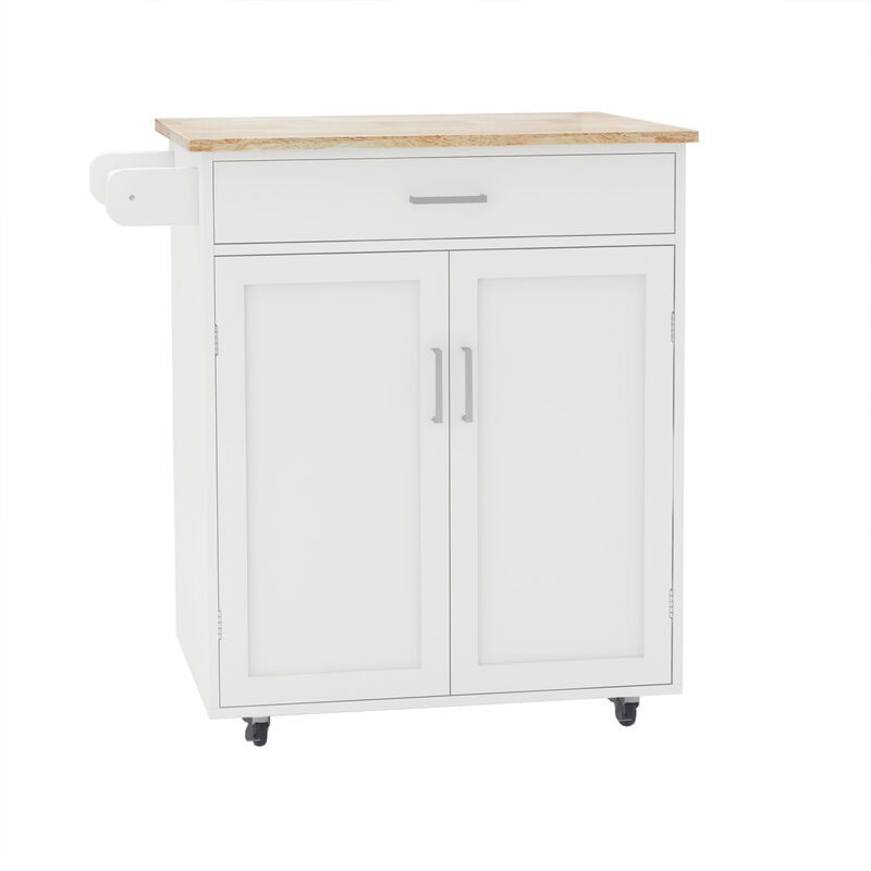Streamdale Rolling Kitchen Cart with Towel Rack and Wood Top