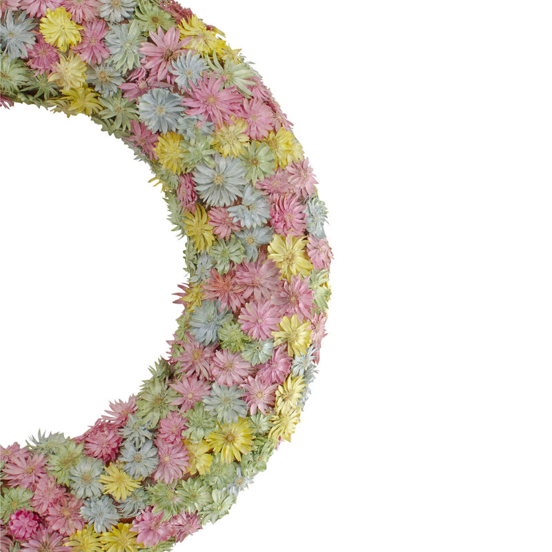 Multi-Colored Daisy Artificial Spring Floral Wreath  10-Inch