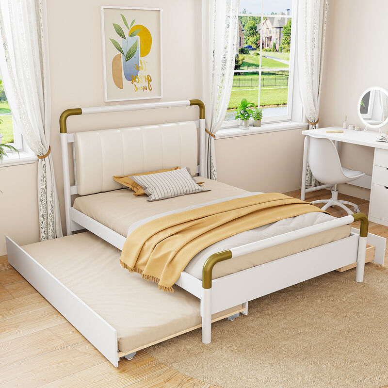 Merax Platform Bed with 2 Drawers and Trundle