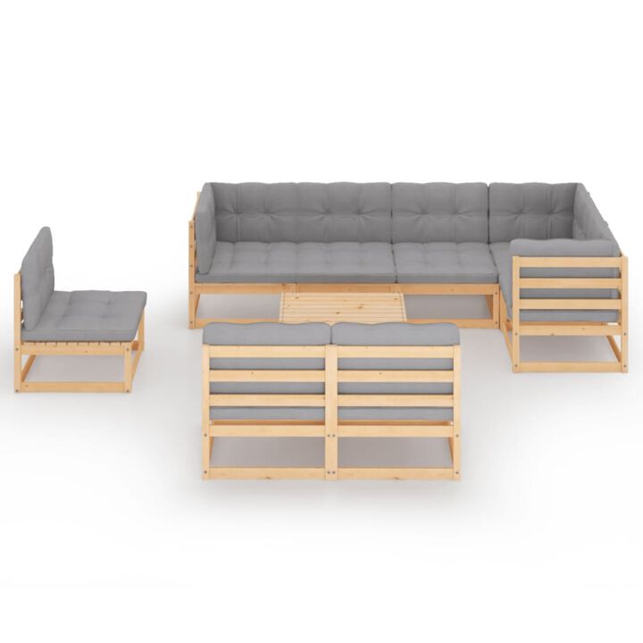 vidaXL 9 Piece Garden Lounge Set with Cushions Solid Pinewood