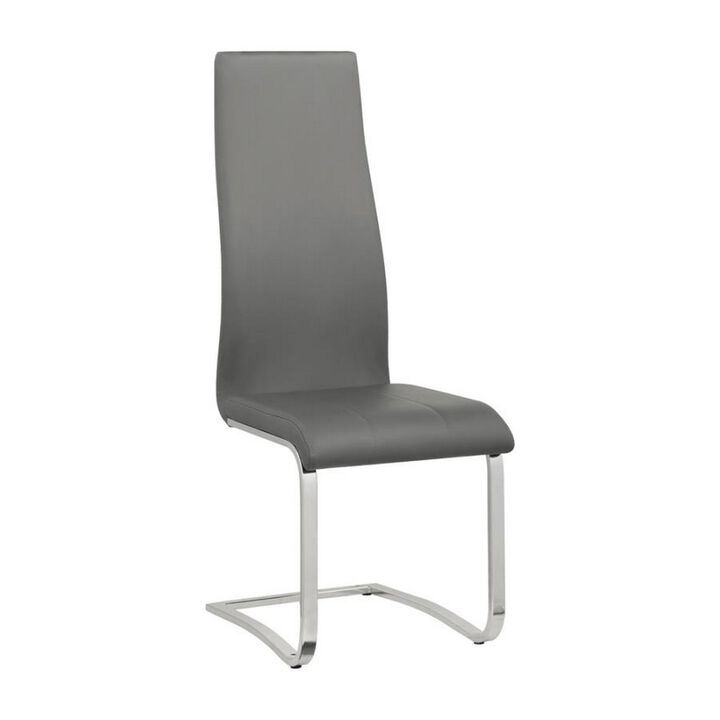 Leatherette Dining Chair with Breuer Style, Set of 4, Gray-Benzara