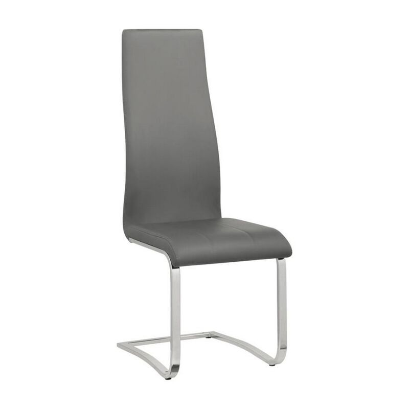 Leatherette Dining Chair with Breuer Style, Set of 4, Gray-Benzara