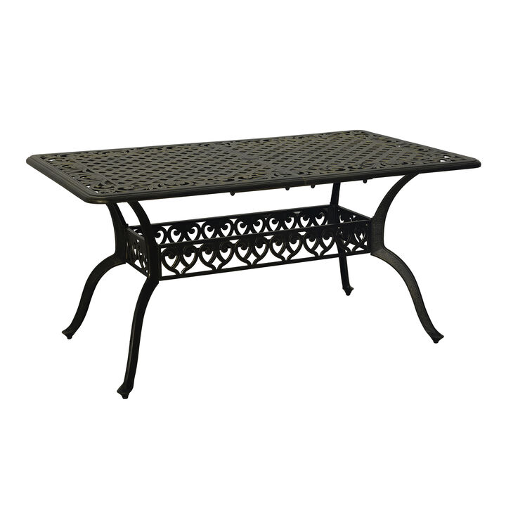 MONDAWE 59. in Cast Aluminum Patio Rectangular Foldable Dining Table with Umbrella Hole in Antique Bronze