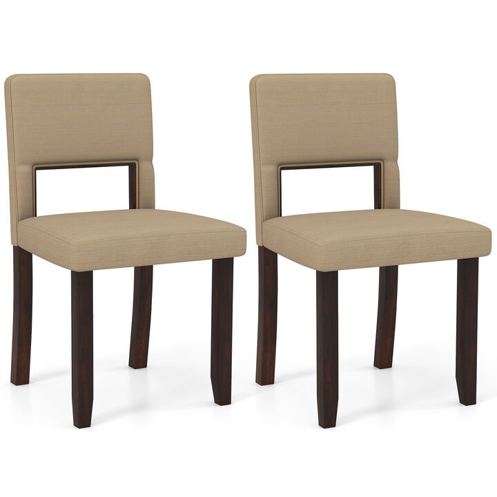 Set of 2 Wooden Dining Chair with Acacia Wood Frame Padded Seat and Back