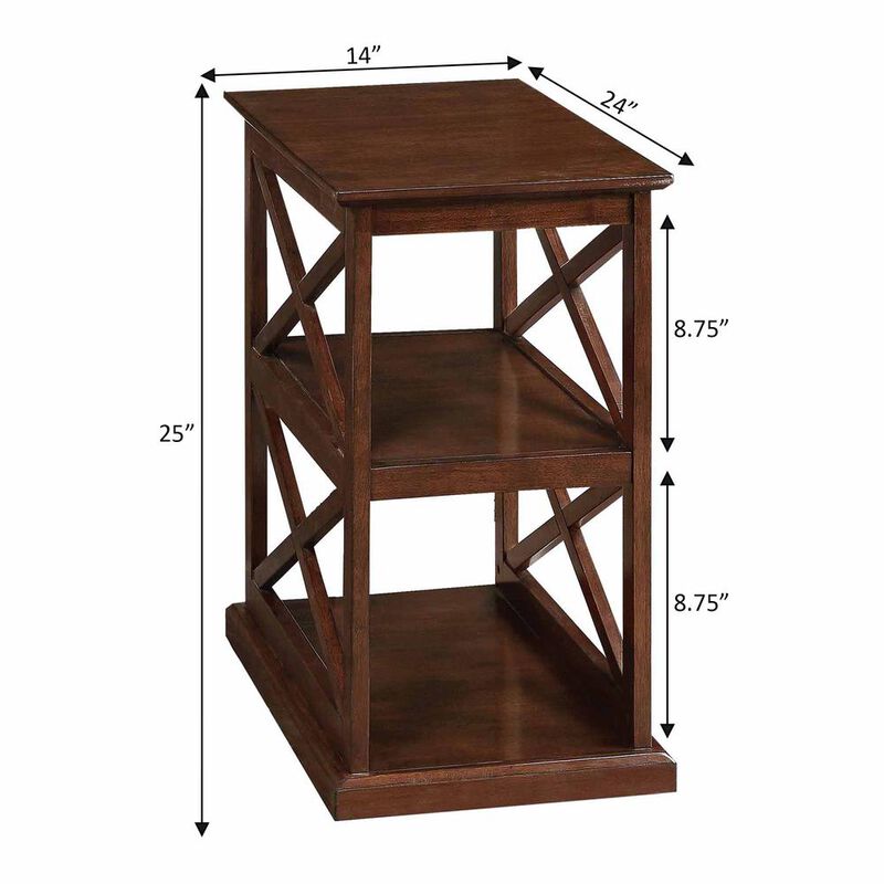 Convenience Concepts Coventry Chairside End Table with Shelves Espresso