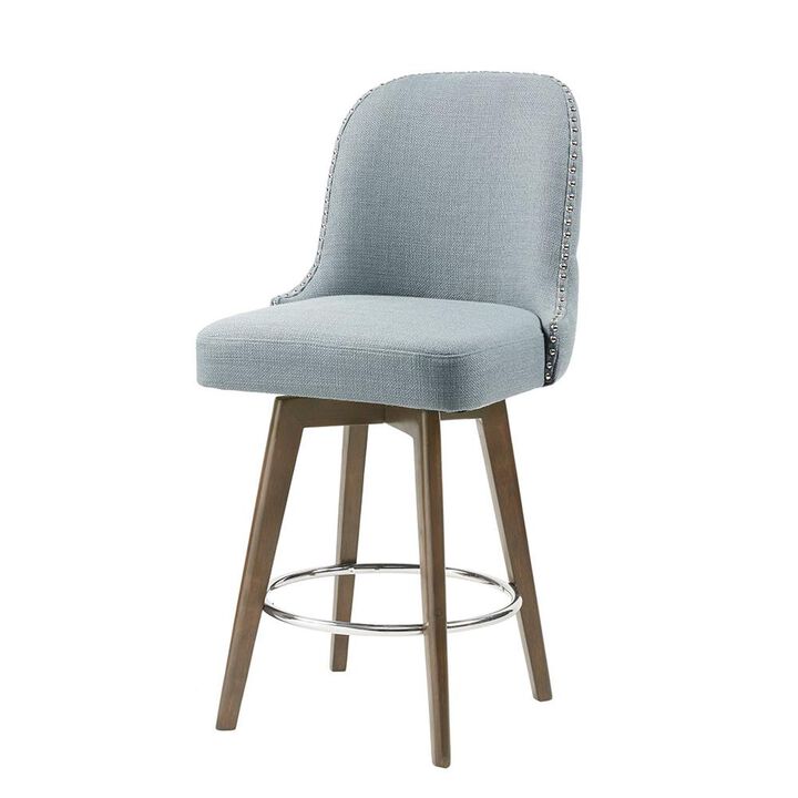 Belen Kox Swivel Counter Stool with Blue Upholstery, Belen Kox