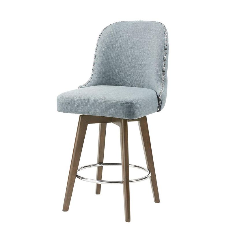 Belen Kox Swivel Counter Stool with Blue Upholstery, Belen Kox