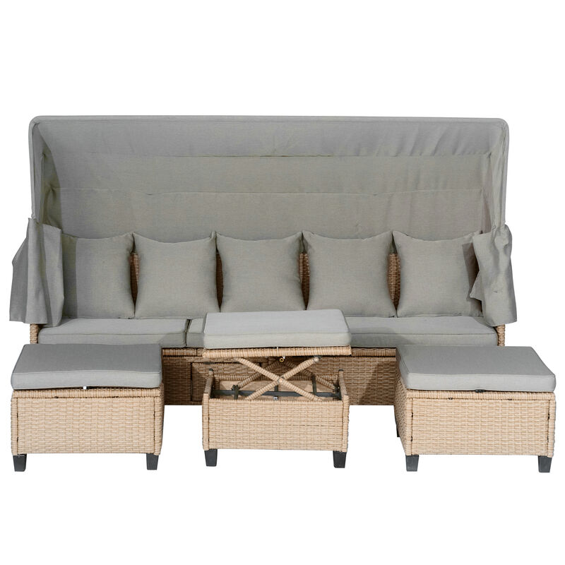 Merax UV-Proof Resin Wicker Patio Sofa Set with Canopy