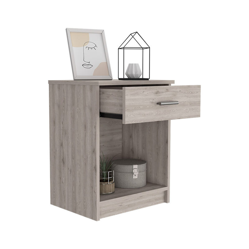 Streamdale Eco Nightstand, Superior Top, One Drawer, Lower Shelf - Light Gray