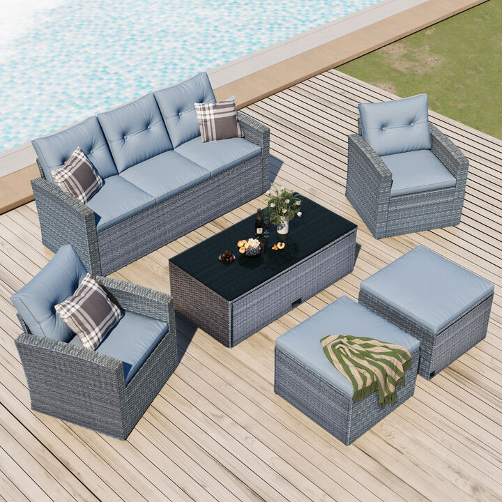 Merax 6-piece All-Weather Wicker PE rattan Patio Outdoor Dining Set