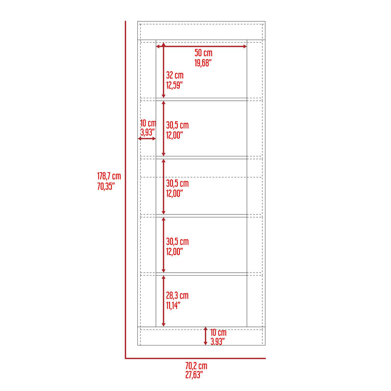 DEPOT E-SHOP Poros Bookcase with Vertical Design and 5 Storage Shelves, Black