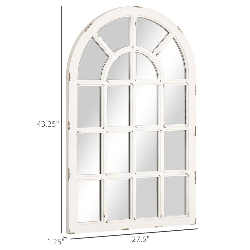 Rustic White Decor: 43x27.5" Arch Window Design Wall Mirror