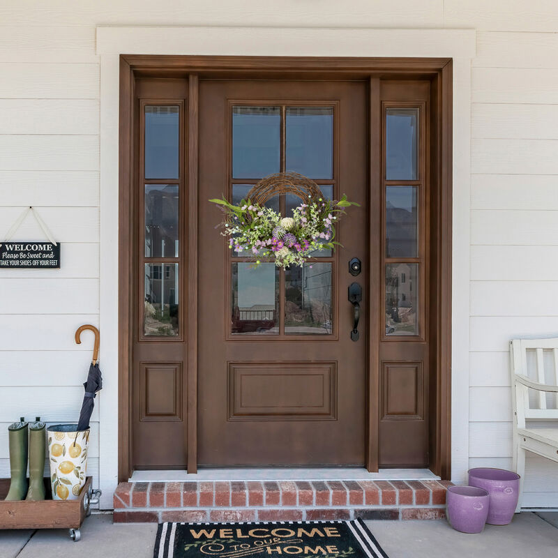 Wildflower and Berry Half Spring Wreath - 24" - Purple