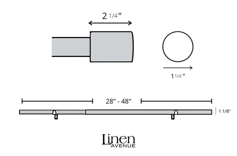 Linen Avenue Wood Cylinder Single Window Curtain Rod Set